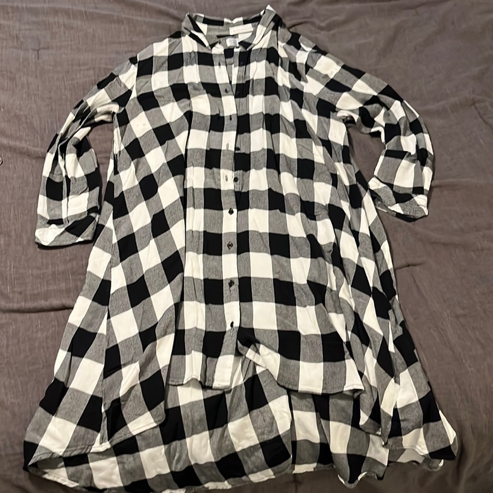 Buffalo plaid hi-lo tunic dress